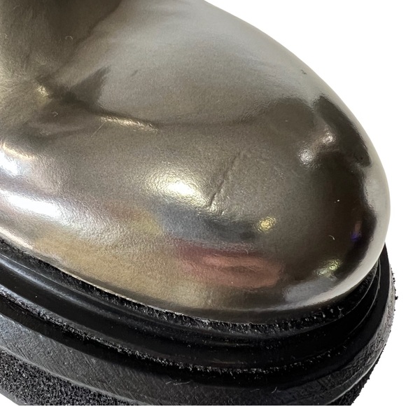 Marsèll Boots Women’s SZ 7.5 Zuccone Chelsea Silver Metallic Leather Mid-Calf - Picture 4 of 10